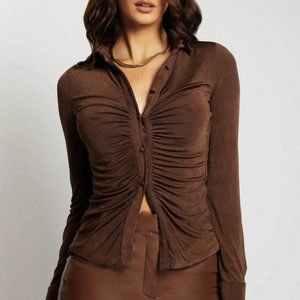 Meshki Frances Collared Long Sleeve Shirt - Chocolate